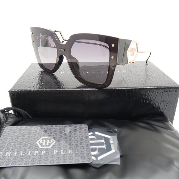 PHILIPP PLEIN Plein Rose Venus SPP041 Col. 0Z42 Black Oversized New Sunglasses. Philipp Plein SPP041M Rose Venus 0Z42 Total Glossy Black  main image 2